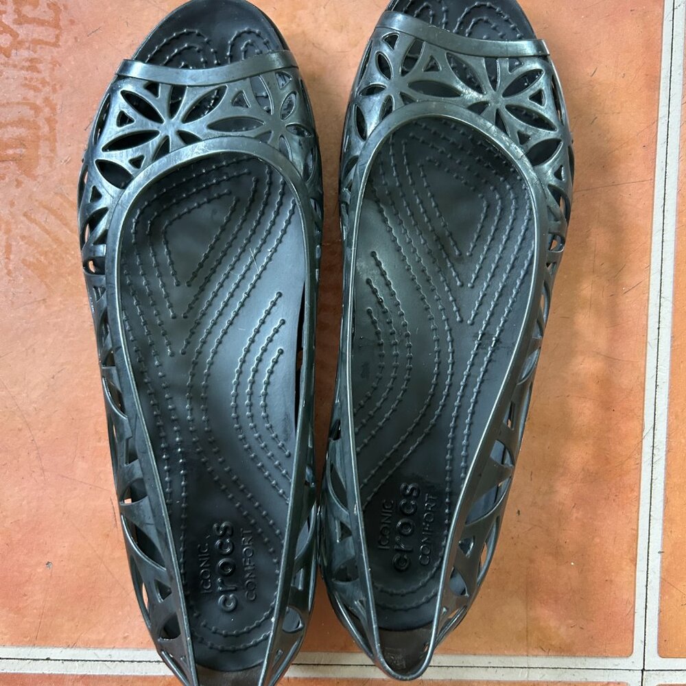 Black Crocs Jelly Sandals Sz 8 W